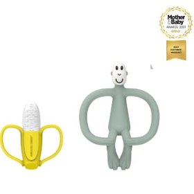 Resim Matchstick Monkey Banana-Silikon Diş Kaşıyıcı Hediye Seti / Mint yesili 