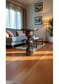 Resim Doğal Masif Ahşap Tekli Yan Sehpa Ceviz Renk Mantar Sehpa Kahverengi 