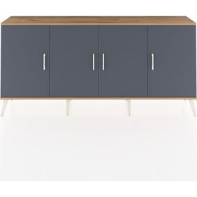 Resim Arges Konsol 3 Raflı 4 Kapaklı 176x30x83 Çam-antrasit/aytaşı Antrasit/aytaşı 