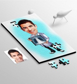 Resim Kişiye Özel Bay Radyolojist Karikatür 104 Parça Ahşap Puzzle - 1 