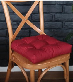 Resim Altınpamuk Altınpamuk Lüx Pofidik Bordo Sandalye Minderi Özel Dikişli Bağcık 