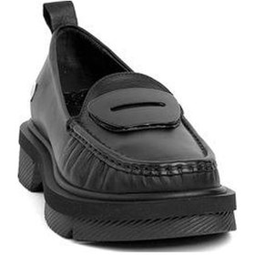 Resim Mammamia D24ya-850 Kalın Taban Loafer Deri Kadın Ayakkabı Siyah 