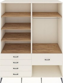 Resim Kronos Gardrop 6 Raflı 5 Çekmeceli Tek Askılı 176x59x221 Aytaşı-çam/aytaşı Beyaz 