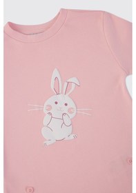 Resim Panço Kız Çocuk Çiçek Desenli Pijama Takımı Pembe 
