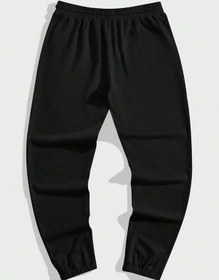 Resim Halloween Cross & Letter Graphic Drawstring Waist Eşofman Altı Siyah 