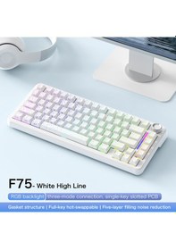 Resim Freewolf F75 Kablosuz Mekanik Oyun Klavyesi %75 Hot-swappable Üç Modlu Bağlantı 4000 Mah Bataryalı 