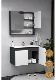Resim Teta Home Napoli 80 Cm Mdf Banyo Dolabı Seti Antrasit-beyaz Antrasit - Beyaz 
