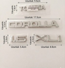 Resim Toyota Corolla 1.6 Xli Bagaj Yazı Amblem Seti Efsane Kasa Krom Logo Takımı 1.6 Xlı Tam Set Ambalajlı 