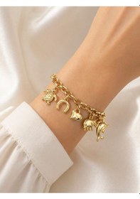 Resim Cm Jewelry Yaz Temalı Charm Bileklik Gold Deniz Figürlü Zincir Bileklik Altın 