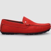 Resim %100 Hakiki Deri Kırmızı Nubuk Erkek Loafer-kırmızı Kırmızı 