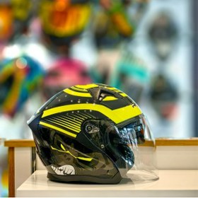 Resim Rhkc 528 Çenesiz Vizörlü Yazlık Açık Kask Monkey Sarı - Siyah 