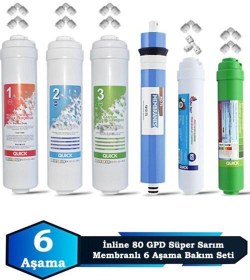 Resim İnline Kapalı Kasa Su Arıtma Cihazı Uyumlu 6 Aşama 80 GPD Süper Membranlı Alkalinli Bakım Seti 