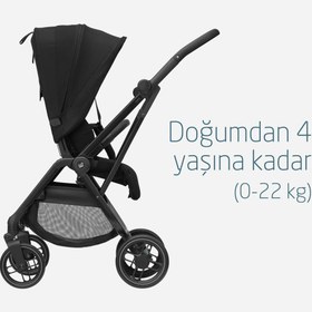 Resim Maxi-Cosi Leona2 Çift Yönlü Uzatılabilir Sırt Desteği Tam Yatabilir Bebek Arabası Twillic Black 