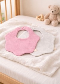Resim lalin Bebek Önlüğü Ekru ve Pembe 2 Adet 