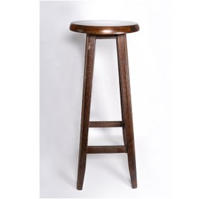 Resim Şık Ve Dekoratif Ahşap Yüksek Yuvarlak Bar Taburesi 50 CM 