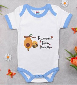 Resim Bitmeyenkartus Bk Kids Kişiye Özel Mavi Bebek Body Zıbın - Model 42 Çok Renkli 