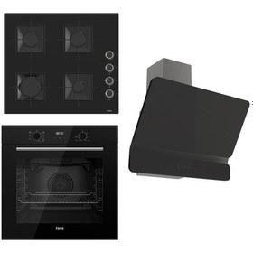 Resim Ferre Flowart Serisi Siyah Ankastre Set SS205 - QBL63CS - D080 