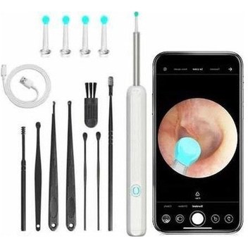 Pazly 3.3mm Hd Kulak Kamerası Wi-fi Otoskop Ipx5 Su Geçirmez, 8 Parça Kulak Temizleme Seti