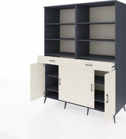 Resim Kronos Gardrop 10 Raflı 2 Çekmeceli 4 Kapaklı 176x59x221 Antrasit-aytaşı Aytaşı 