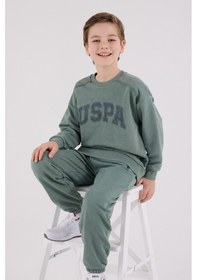 Resim U.S. Polo Assn. Lisanslı Erkek Çocuk Alt Üst 2 Parça Eşofman Takımı Us2229 Koyu Yeşil 