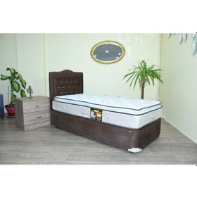 Resim Baza TayTüy Kahverenk Silin Kumaş model Metal Çelik Fırın Boya Ful Ortopedik pedli Yatak 100*200cm 