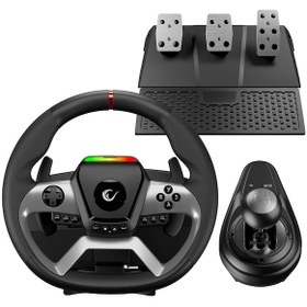 Resim Rampage Pace V987 Force Feedback 3 Pedallı - El Vitesli Gaming Oyuncu Direksiyonu Direksiyon Seti Sadece Pc Uyumlu 