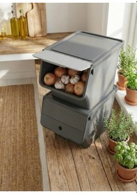 Resim Füme 2'li 33 Lt Modubox Kayar Kapaklı Saklama Kabı &amp Patates Soğan Kovası &amp Erzak Kutusu 