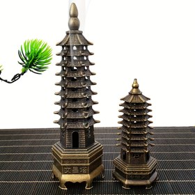 Resim 1 adet Kule Tütsü Yakıcı, Çin Eski Kule Tasarımı, Büyük ve Küçük Alaşım Tütsü Yakıcı, Yoga, Meditasyon ve Ev Dekorasyonu için Uygun, Festival ve Özel Günler için Mükemmel Hediye, Ev Ofisi Masa Dekorasyonu Feng Shui Süsü 
