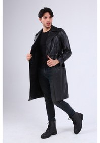 Resim Erkek Hakiki Deri Trençkot (544944678) Siyah 