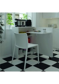 Resim Asra Trend Mutfak Fonksiyonel Kiler Dolabı + Katlanır Masa Beyaz 