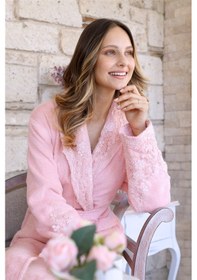 Resim Özdilek Wedding Aile Bornoz Seti Gri - Pudra 