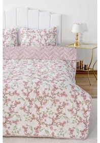 Resim Rivaistanbul Sakura Çift Kişilik Pamuklu Kapitone Pike & Yatak Örtüsü Pembe 