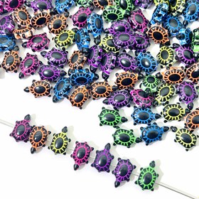 Resim 100 adet Canlı Deniz Serisi Siyah ve Renkli Akrilik Kaplumbağa Boncukları - Eğlenceli ve Dayanıklı - DIY Takı Yapımı, El Sanatları ve Aksesuarlar için İdeal, Takı Yapımı Boncukları 