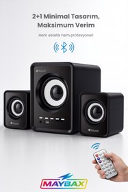 Resim 10numara Bluetooth Hoparlör 3.5mm Jack Kablolu Bilgisayar Hoparlörü Müzik 2+1 Ses Sistemi Radyolu Usb Speaker 