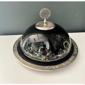 Resim Decorıum Cam Siyah Kapaklı Bakır Tepsili Sahan 