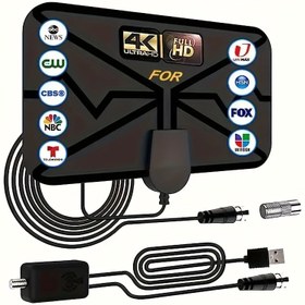 Resim Taşınabilir HD İç Mekan Anteni, Akıllı 360° Sinyal Alıcısı Switch Amplifikatör Sinyal Güçlendirici, 4K 1080P Destekli Tüm Eski TV/Smart TV, TV Dijital Anteni 