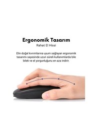 Resim Coofbe Ergonomik Şarj Edilebilir Sessiz 2.4g Kablosuz Bluetooth Mouse Şarjlı Kablosuz Mouse 