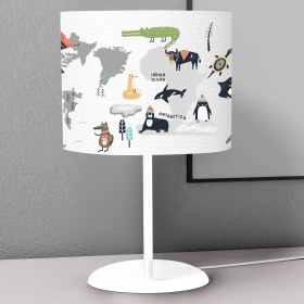 Resim instababyrooms Dünya Haritası Desenli Çocuk Odası Dijital Baskılı Çocuk Odası Masaüstü Abajur Avize 