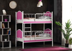 Resim Argimo İnci Baby Çocuk Genç Odası Ahşap Başlık Metal Ranza ve Karyola - 90x200 / Pembe 