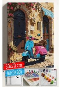 Resim Sayılarla Boyama Seti Numaralı Tuval Fırça Boya Dahil Kasnaklı Set 50x70 Cm - Pembe Motor 