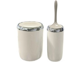 Resim Primanova Lima Çöp Kovası ve Klozet Fırçası Krom Dekorlu 