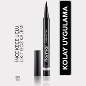 Resim Flormar Yoğun Pigmentli ve Keçe Uçlu Mat Kalem Eyeliner 001 Black 