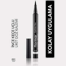 Resim Flormar Yoğun Pigmentli ve Keçe Uçlu Mat Kalem Eyeliner 001 Black 