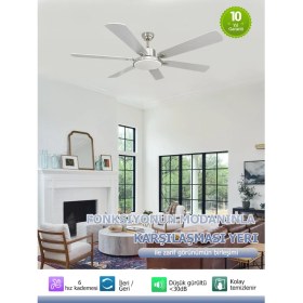 Resim Dlc Grecale LED Tavan Vantilatörü Mat Krom 148 cm 