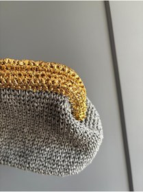 Resim UNİCORNS Burslu Çanta, Burslu Clutch Çanta, Hasır El Çantası, Simli Hasır Çanta 