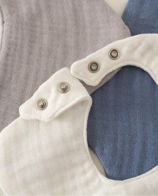 Resim elibaby 3'lü %100 Organik Pamuk 8 Katlı Multi Müslin Çiçek Bebek Salya Mama Önlüğü,Yakalık gri,maviii 