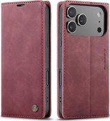 Resim İpohone Uyumlu 17 Pro Vintage Pu Deri Cüzdan Manyetik Kapak Darbeye Dayanıklı Flip Folio Kitap Kılıf Kart Yuvalı Stand 