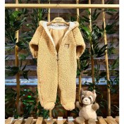 Resim Renkli Puset Peluş Polar Bebek Tulum Wellsoft Ayı Kahverengi 