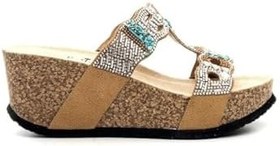 Resim Guja 25Y101 Kadın Taşlı Comfort Dolgu Topuk Terlik Camel 41 