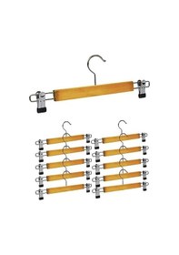 Resim 10 Adet Ahşap Metal Uçlu Pantolon Ve Etek Askısı 4741 Altın - Krom 